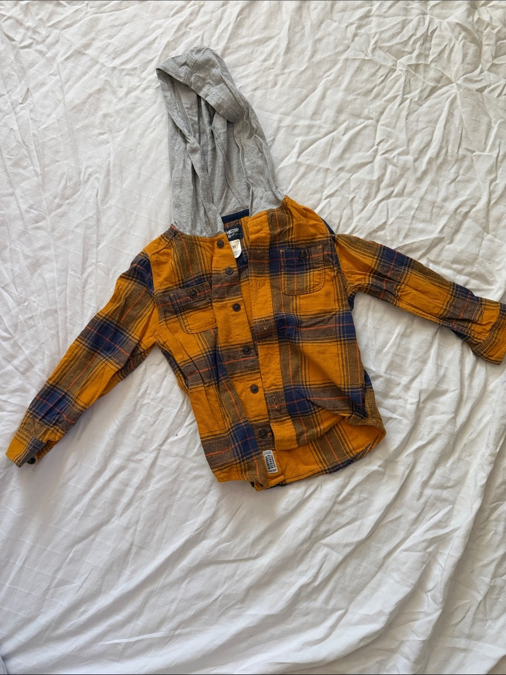 OshKosh B'gosh Yellow Plaid Hooded Button-Down Shirt